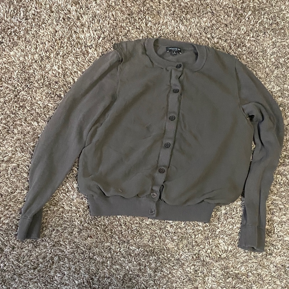 Lafayette 148 New York Gray Button Down Shirt